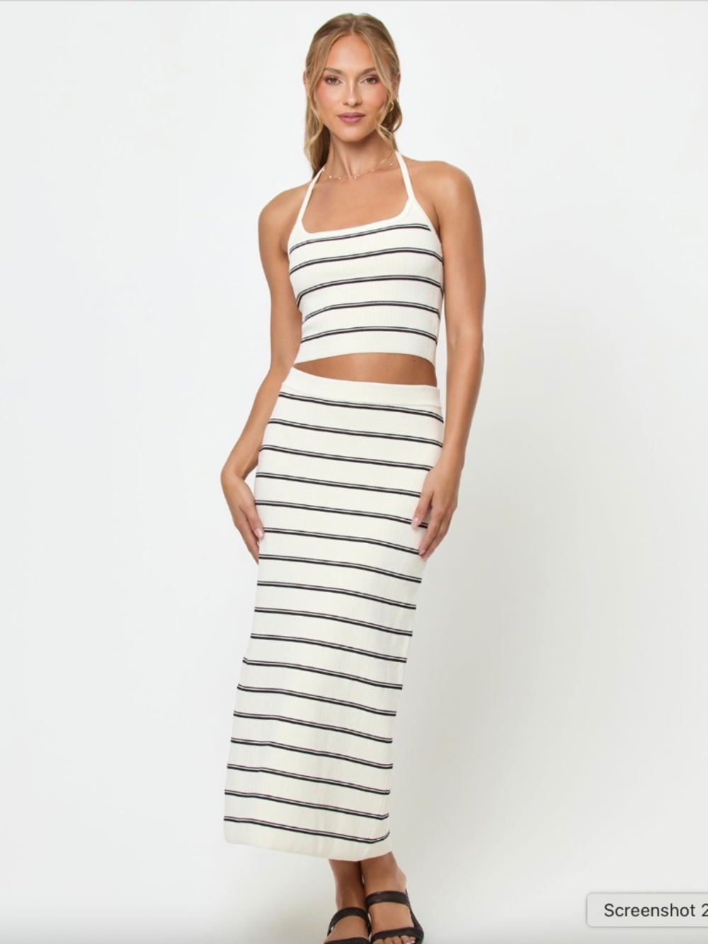 NWT LSPACE Positano Halter Crop Top - Black/White Mykonos Stripe, Small